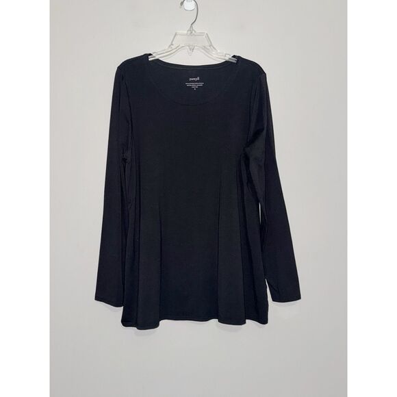 Pure J Jill Long Sleeve Stretch Cotton Tee Shirt Black Top Casual Minimalist XL - Picture 3 of 10